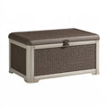 Garten-Aufbewahrungstruhe 120 x 60 x 65 cm Kunststoffgeflecht Braun Beige - rechteckige Truhe mit Deckel