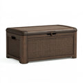 Aufbewahrungstruhe 120 x 60 x 65 cm dunkelbraun Kunststoff in Rattanoptik mit Deckel