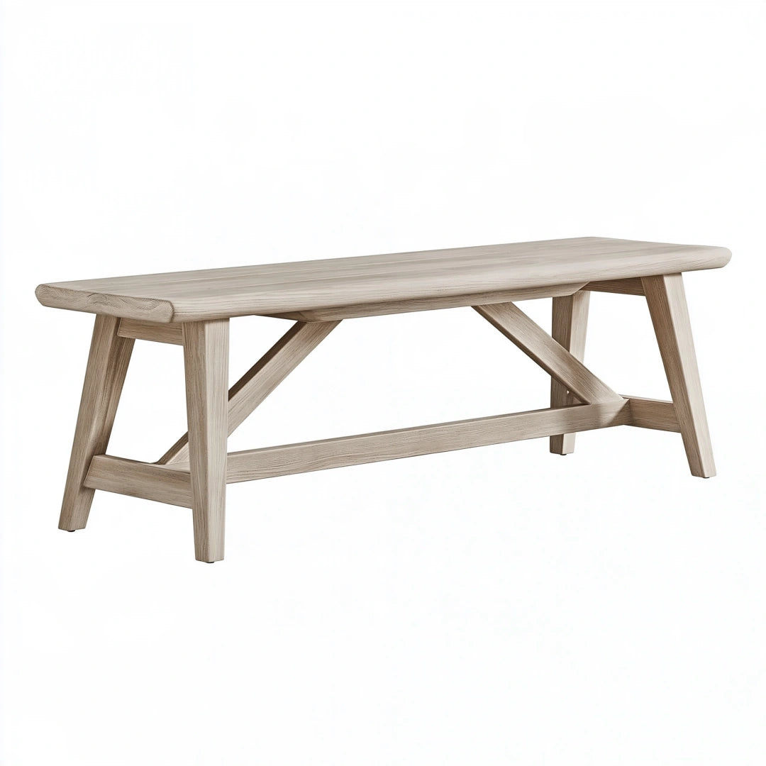 Sitzbank 180 cm aus Holz in Natur - Landhausstil mit Verstrebungen