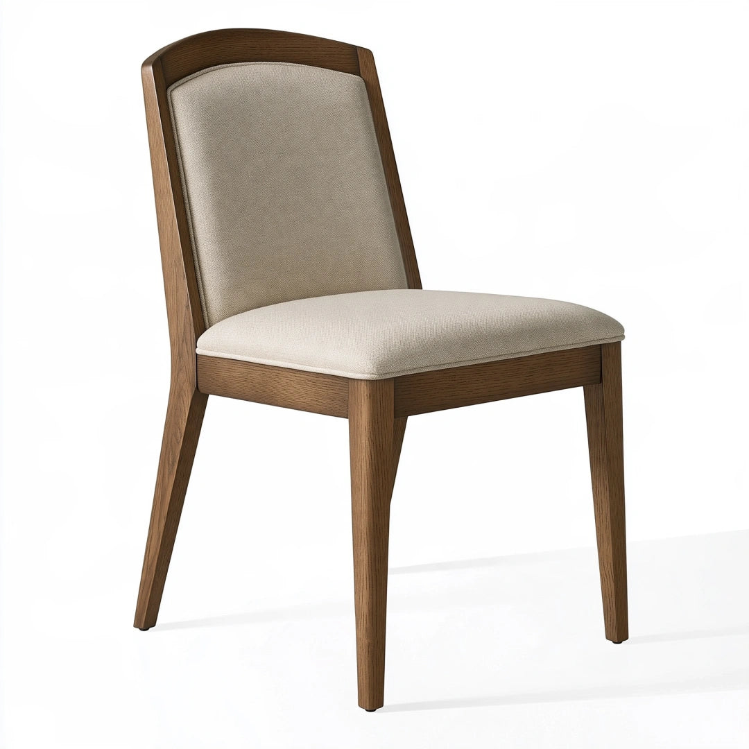 Polsterstuhl 50 x 60 x 95 cm Holz Braun Beige mit Stoffbezug im klassischen Stil