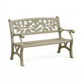 Gartenbank 122 x 62 x 83 cm Metall Taupe mit Blattrelief